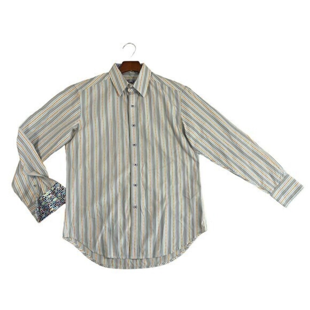 Robert Graham Mens Shirt Striped Button‎ Front Long Sleeve Size Small